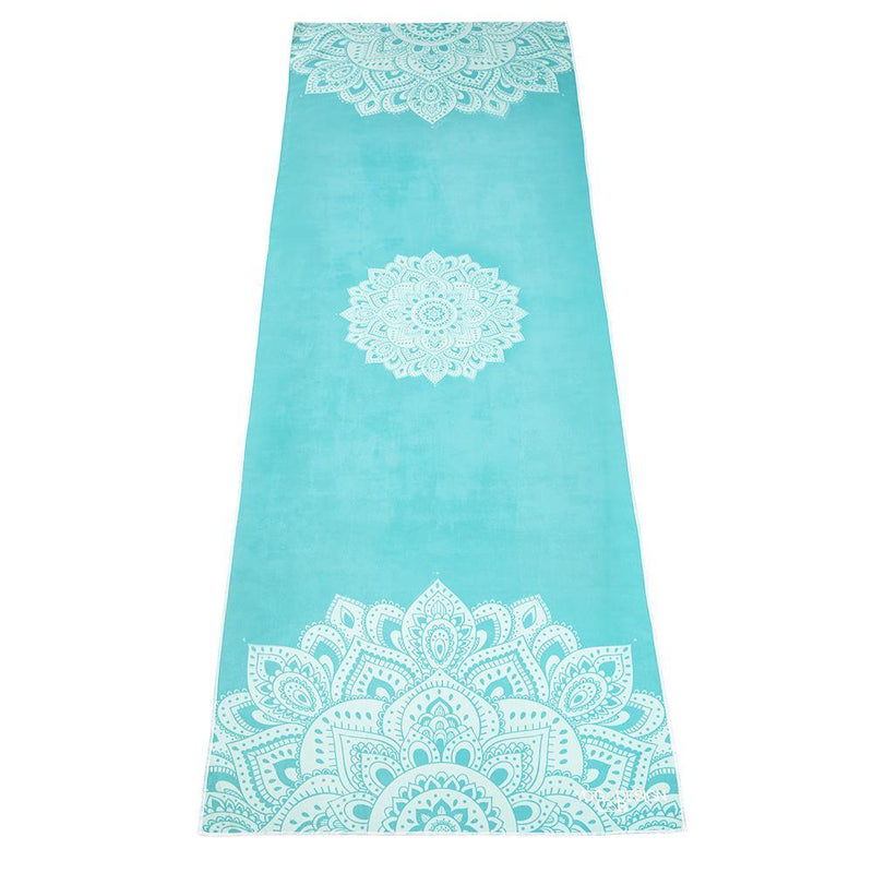 Load image into Gallery viewer, Yoga Mat Towel - Mandala Turquoise - Ultra-Grippy, Moisture Absorbing &amp; Quick-Dry
