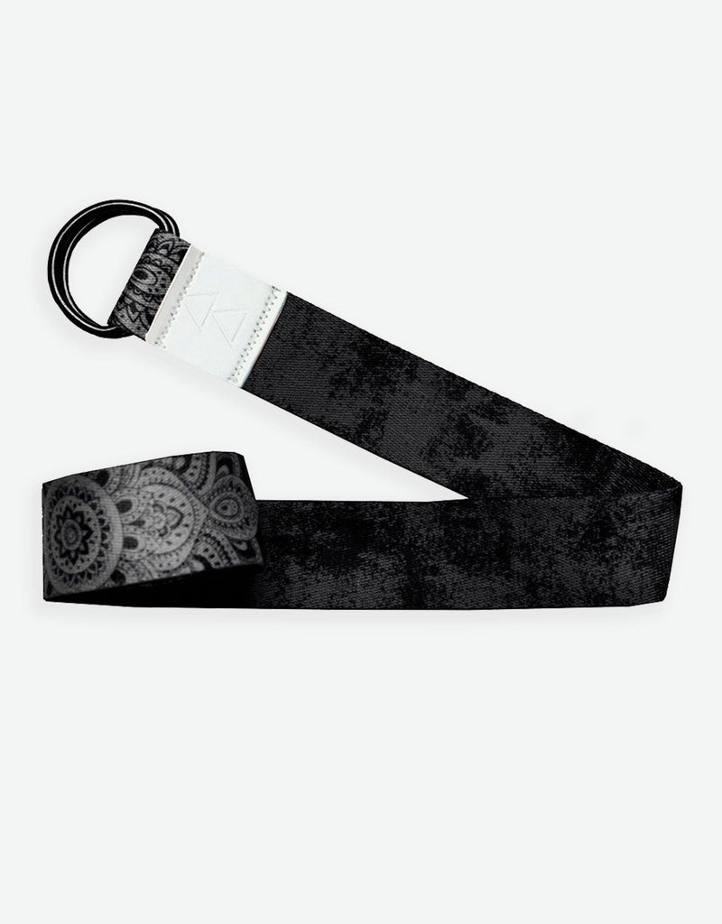 Load image into Gallery viewer, Yoga Strap - Mandala Black - Best For Stretching, Pilates, Physical Therapy
