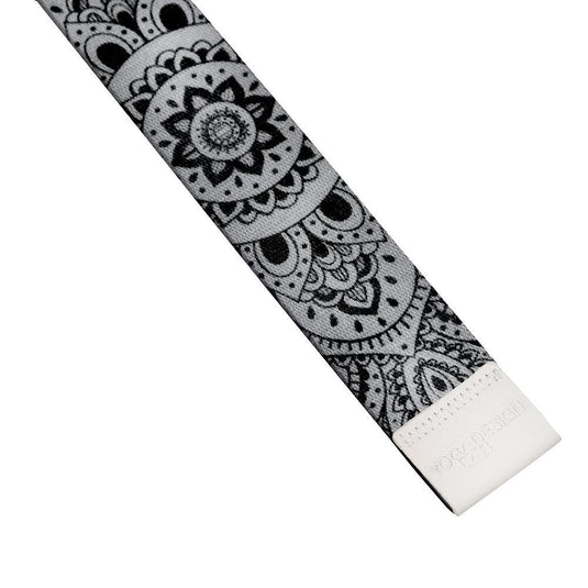 Yoga Strap - Mandala Black - Best For Stretching, Pilates, Physical Therapy