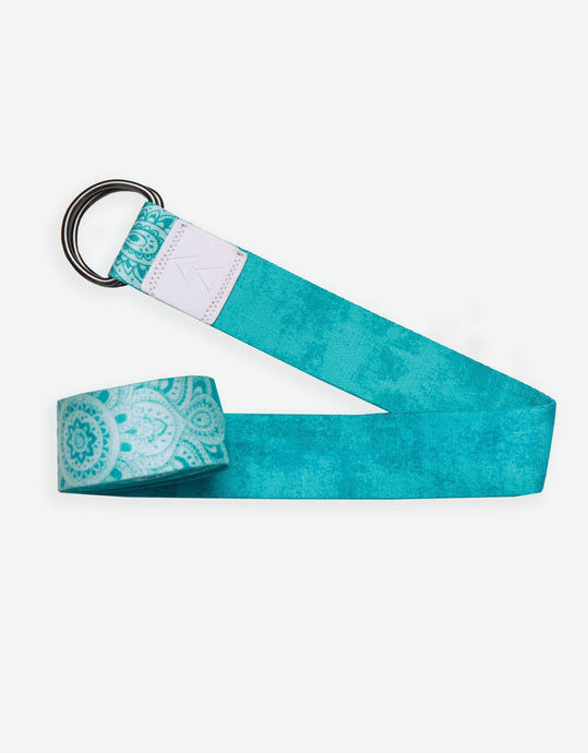 Yoga Strap - Mandala Turquoise - Best For Stretching, Pilates, Physical Therapy