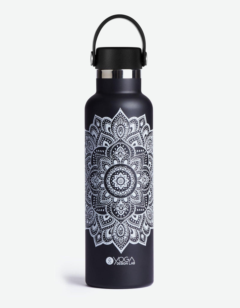 Load image into Gallery viewer, Yoga Water - Bottle - Mandala - Black - Insulated Water Bottle &amp; Stainless Steel Bottles
