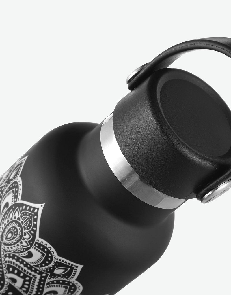 Load image into Gallery viewer, Yoga Water - Bottle - Mandala - Black - Insulated Water Bottle &amp; Stainless Steel Bottles
