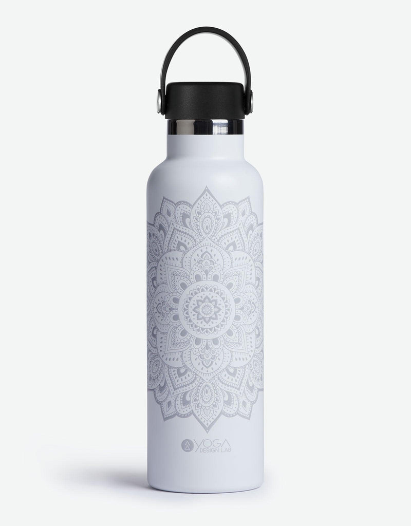 Load image into Gallery viewer, Yoga Water - Bottle - Mandala - White - Insulated Water Bottle &amp; Stainless Steel Bottles.
